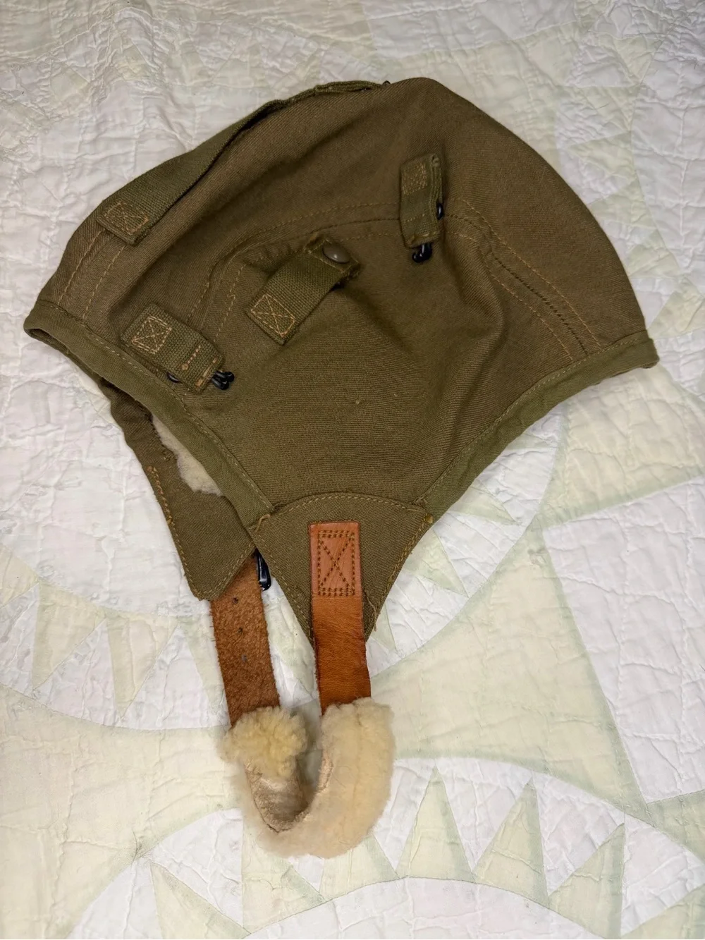 VTG WW2 US Army Air Force Type A-9 Cloth Flight Helmet Size Large - Picture 1 of 12